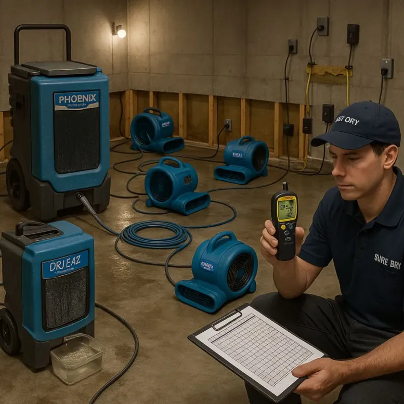 Structural Drying and Dehumidification process in Clawson, MI